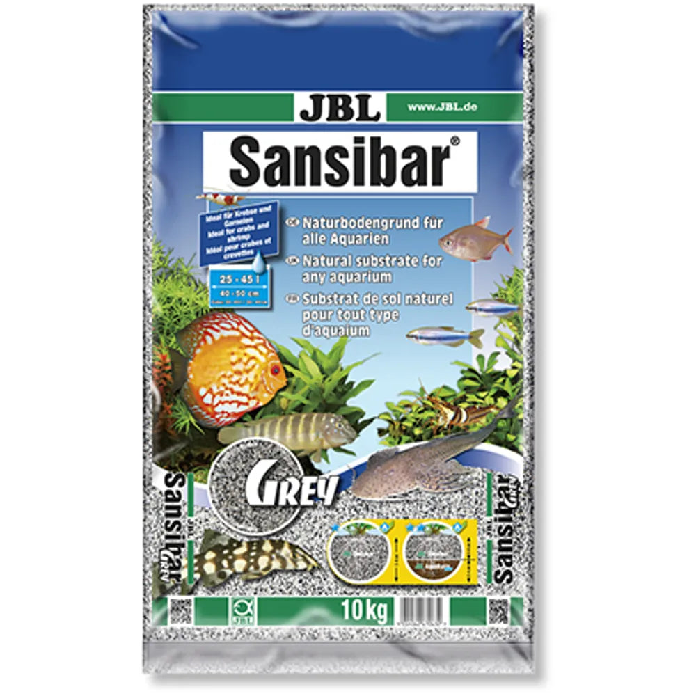 JBL Sansibar Grey – Neutralgrå och finkornig akvariesand (5–10kg)