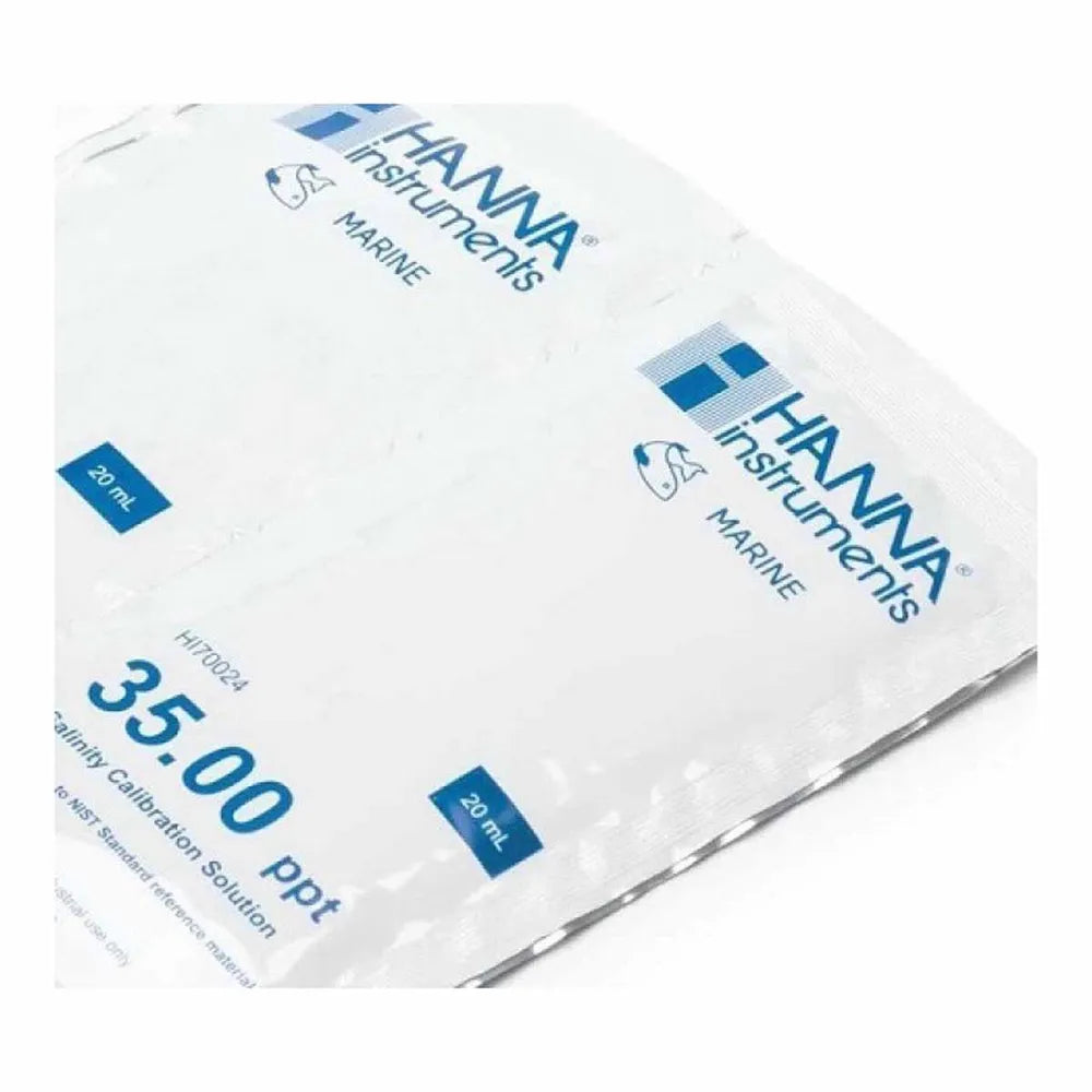 Hanna Salinity Solution 35ppt Engångspåsar 25×20ml – Kalibreringsvätska för salthalt
