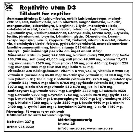 Zoo Med Reptivite 227g – Multivitamin för reptiler utan D3