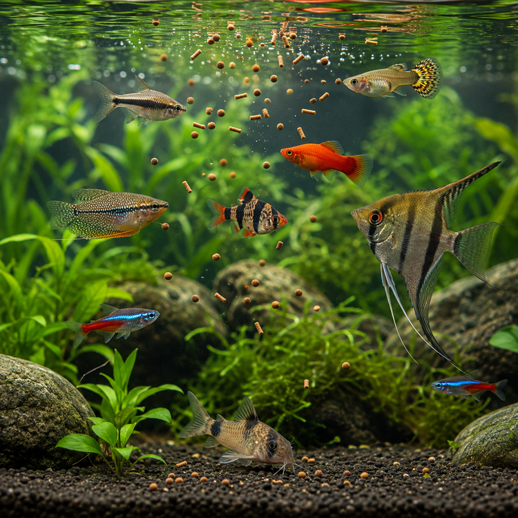 Sticks och pellets för akvariefiskar – formstabilt foder