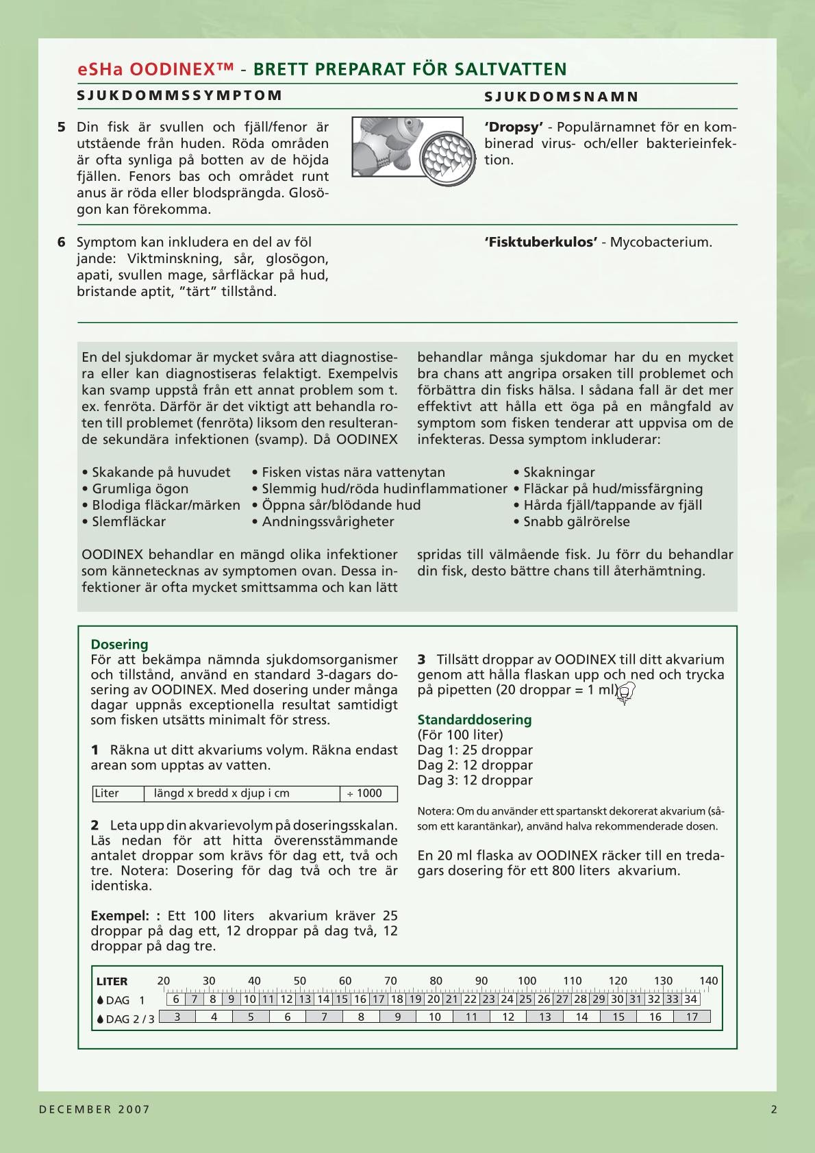 eSHa Oodinex – Medicin mot Oodinium, Cryptocaryon & fenröta 20ml
