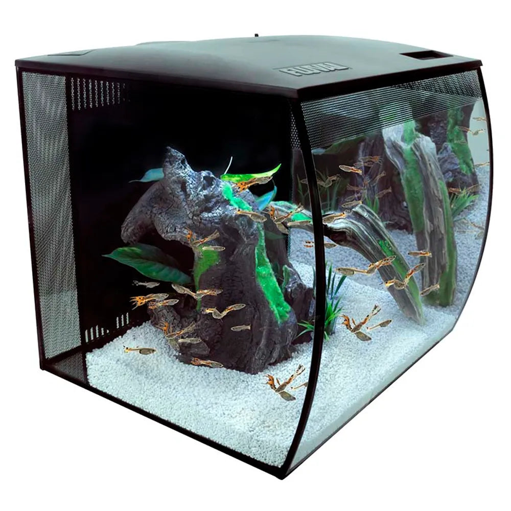 Fluval Flex 57 L Svart – Nanoakvarium med välvd front, LED belysning och kraftfull filtrering