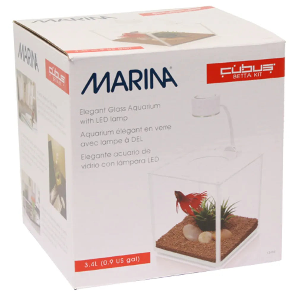 Marina Betta Kit – Cubus 3,4 L med LED-belysning
