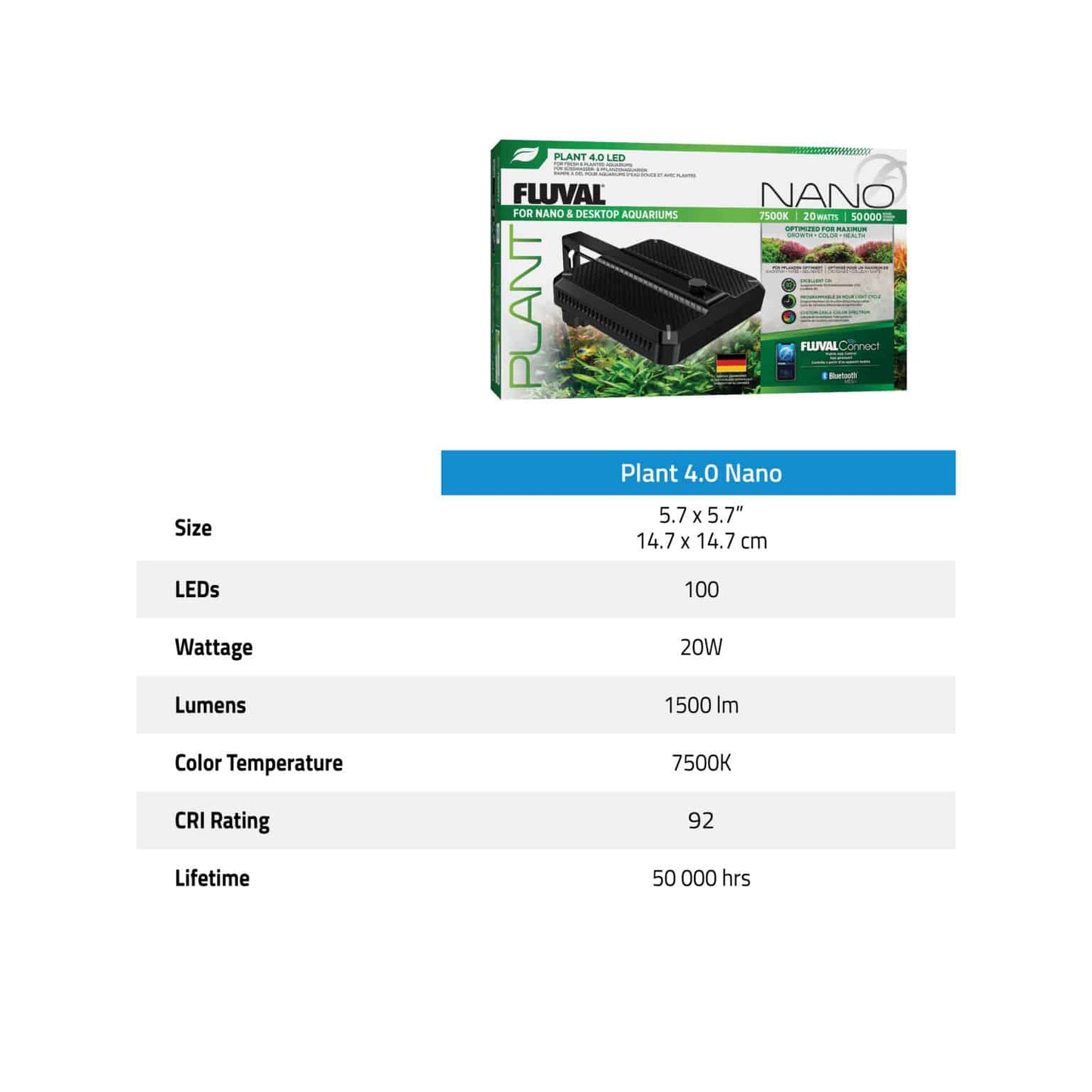 Fluval Nano Plant LED 4.0 – 20W Växtbelysning för Akvarium