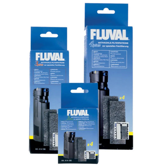Filtermatta Fluval 2 Plus A195 – Aktivt kol i 4-pack för effektiv lukt- och färgborttagning