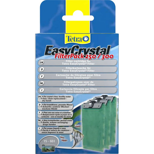 Tetra EasyCrystal 250/300 – Filterpatroner utan kol, 3-pack