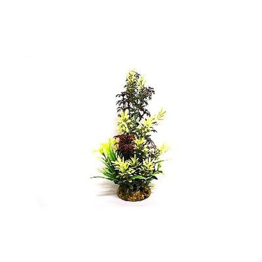 Classic Aquatic Leaf Fern Plant Green/Red – Konstgjord Akvarieväxt 26cm