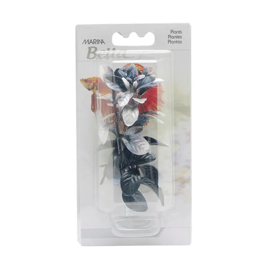 Marina Betta Plastväxt Svart/Vit Ludwigia Mini med sugkopp 10cm – Kompakt akvariedekoration