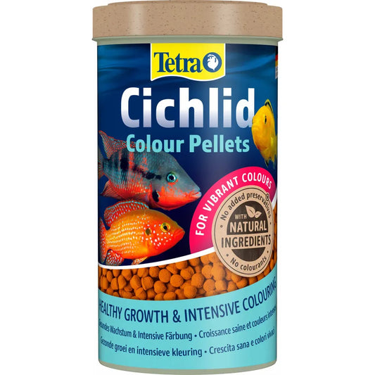Tetra Cichlid Colour Pellets 500 ml – färgfrämjande helfoder för ciklider