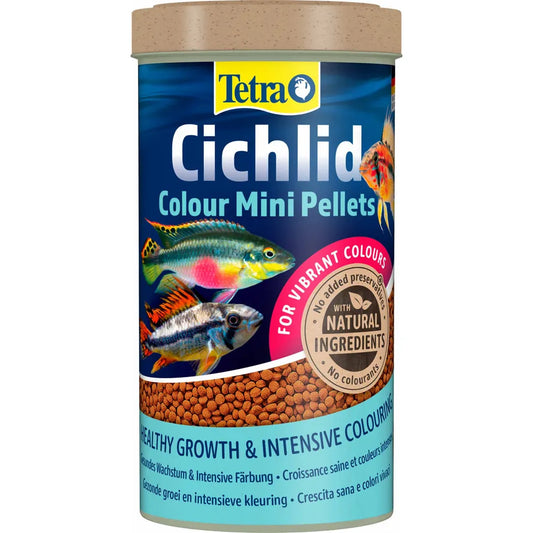Tetra Cichlid Colour Mini Pellets 500 ml/170 g – färgfrämjande helfoder för mindre ciklider