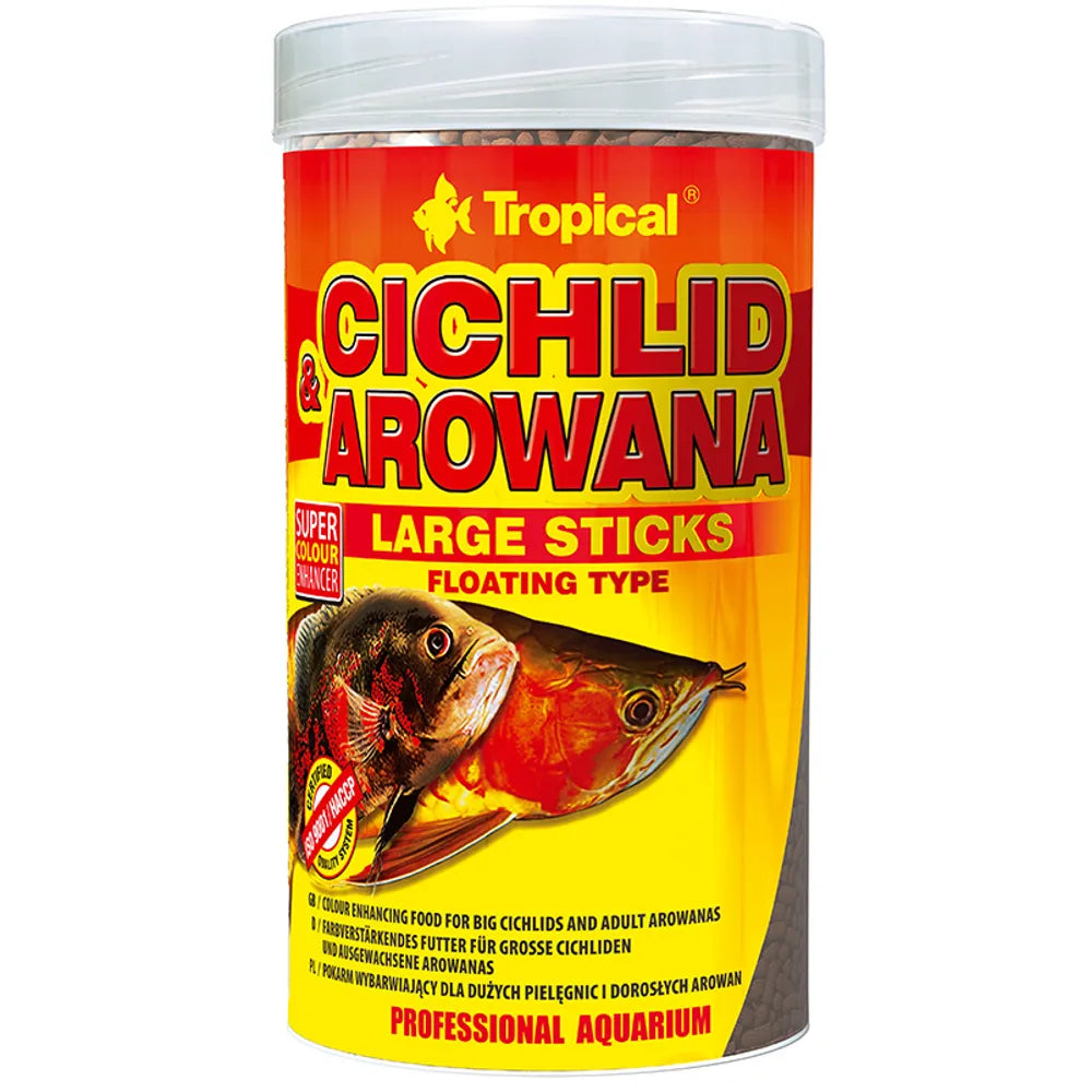 Tropical Cichlid & Arowana Large Sticks – flytande foder för stora ciklider och arowanor