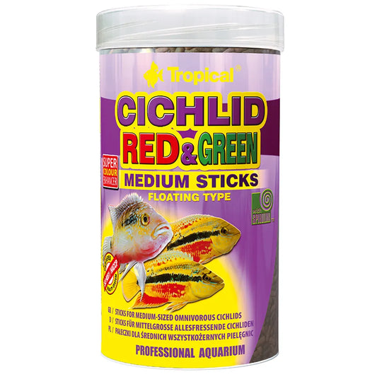 Tropical Cichlid Red & Green Medium Sticks – flytande foder för medelstora ciklider
