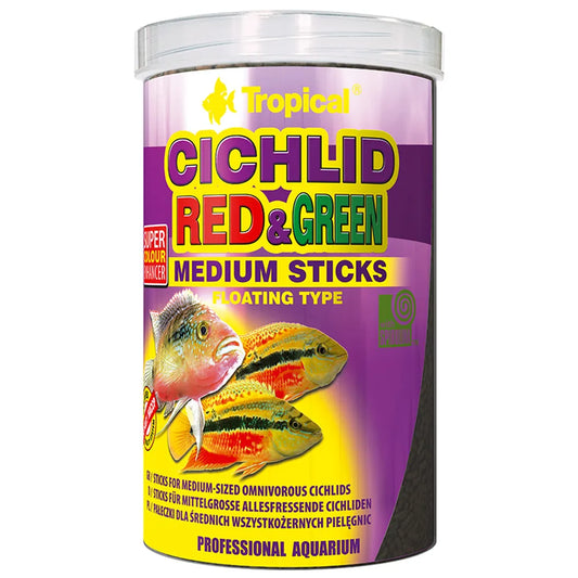 Tropical Cichlid Red & Green Medium Sticks – flytande foder för medelstora ciklider