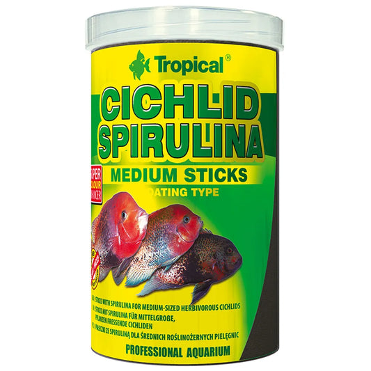Tropical Cichlid Spirulina Medium Sticks – spirulinafoder för medelstora ciklider