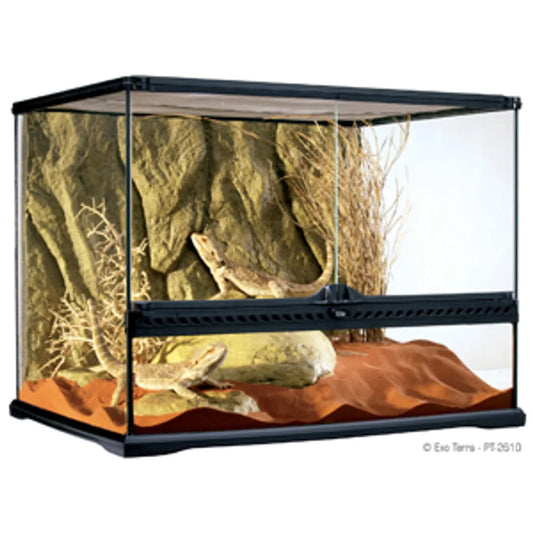 Exo Terra Natural Terrarium Medium Wide 60×45×45cm – Glas-terrarium med bakgrund och frontventilation