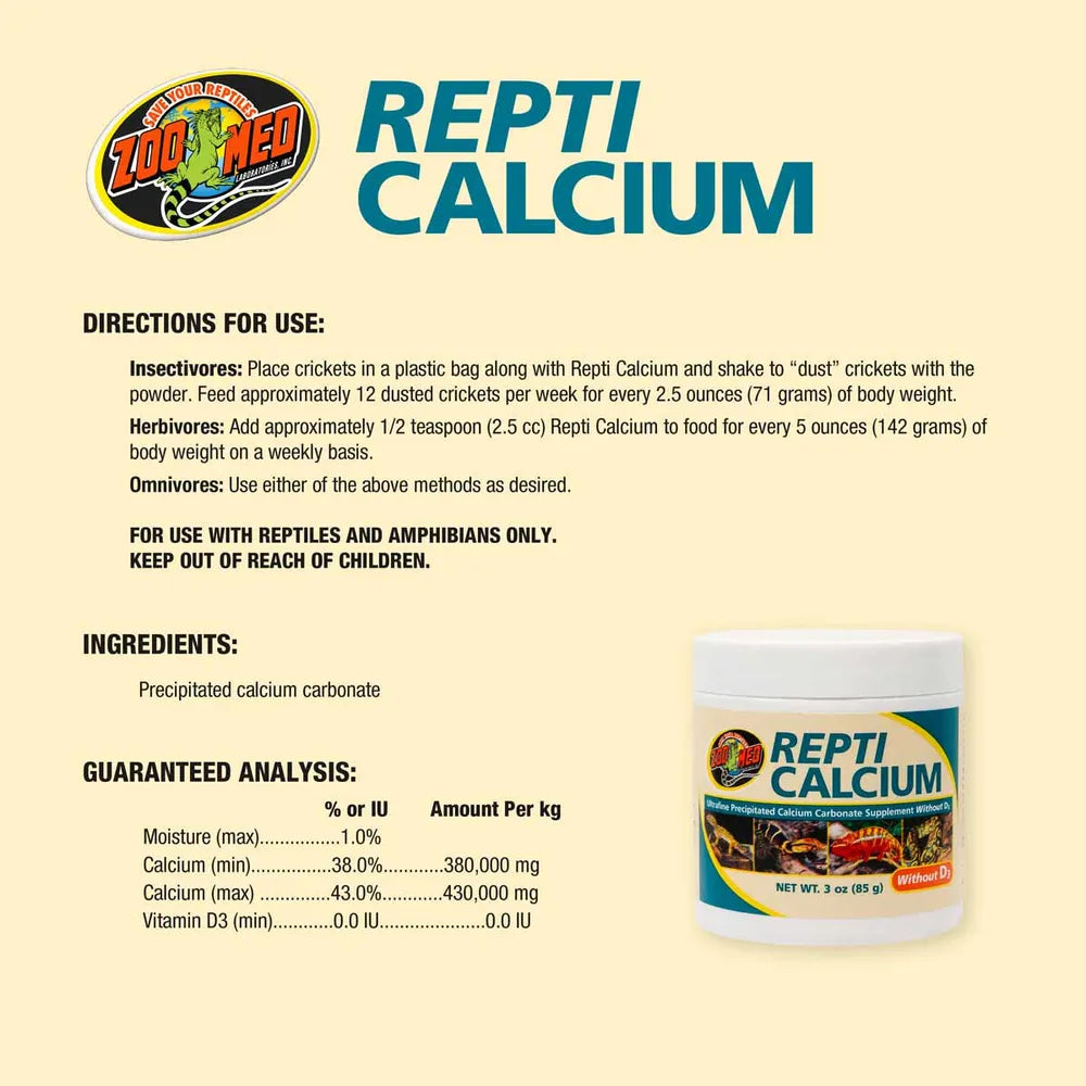 Zoo Med Repti Calcium 85g – Kalcium utan D3 för reptiler