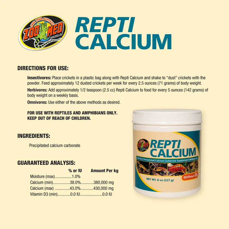 Zoo Med Repti Calcium 227g – Kalcium utan D3 för reptiler