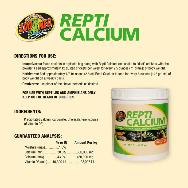 Zoo Med Repti Calcium 227g – Kalcium med D3 för reptiler